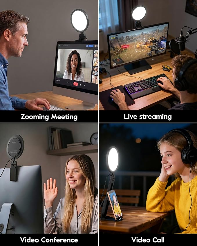 5" Ring Light for Computer, Eye-Care Lighting for Zoom Meetings, Streaming | Upgraded Panel, Ultra Soft, 50 Modes, CRI>97.8, Memory, Portable Light for Laptop, Monitor & Webcam - Image 3