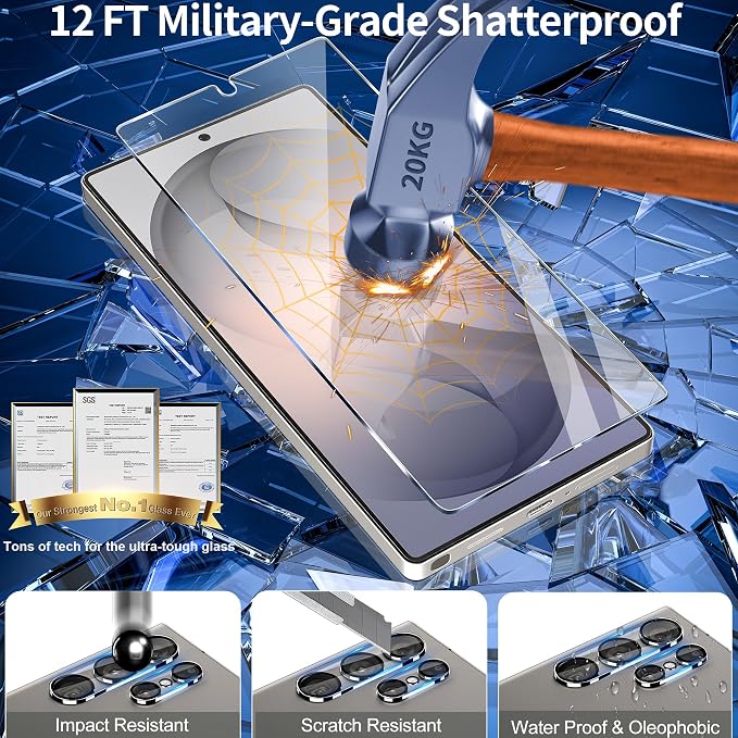 firtstnow 3 Pack for Samsung Galaxy S26 Ultra Screen Protector Tempered Glass + 3 Pack Camera Lens Protector, Military Grade Shatterproof, 9H Hardness, Fingerprint Unlock,Case Friendly 6.9 Inch - Image 5