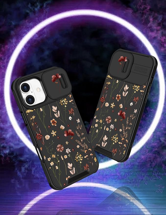 for iPhone 16 Plus Case - Women Cute Phone Cover Girly Pretty Fancy Unique Aesthetic Design Slide Camera Cover Protective Case for Apple for iPhone 16 Plus,Flowers Floral - Image 4