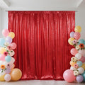 SquarePie 8x8ft Red Sequin Backdrop, High Density Non-Transparent Glitter Curtain for Photography, Birthday, Wedding Party Decorations, Thick Solid Background with 4" Rod Pocket, 1 Panel by SquarePie