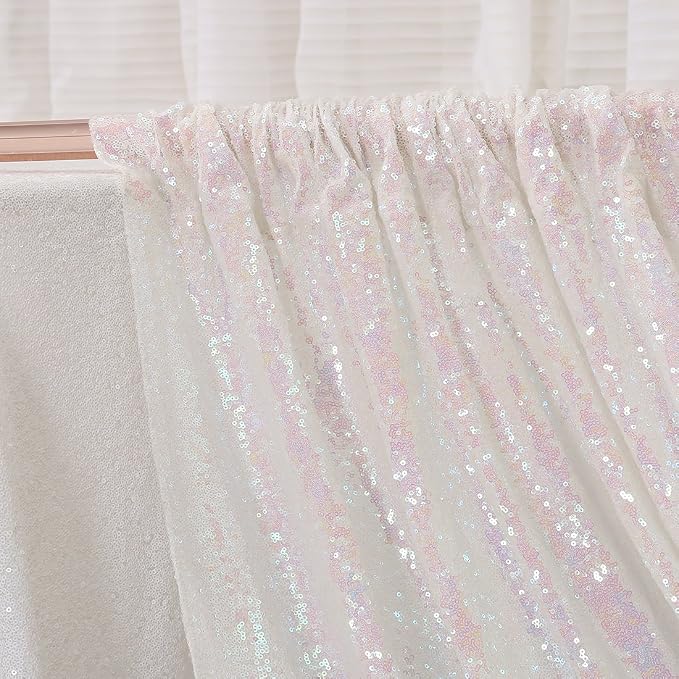 Poise3EHome 5FT x 7FT Iridescent Sequin Photography Backdrop Curtain for Party Decoration - Image 5