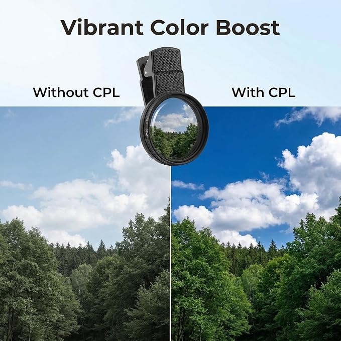 52mm Clip-On CPL Filter for iPhone Android Phone | Circular Polarizing Lens to Eliminate Glare & Boost Color, Optical Glass with Universal Clip Mobile Photography for iPhone 17 16 15 14 13 12 11 - Image 7