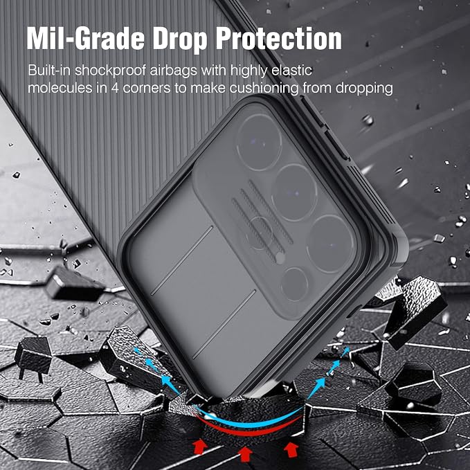 Nillkin for Samsung Galaxy S26 Ultra Case with Camera Cover, [Lens Protection] Mil-Grade Shockproof Protective Bumper Hard Cover Slim Phone Case for Galaxy S26 Ultra Cases 6.8'' Clear Black - Image 3