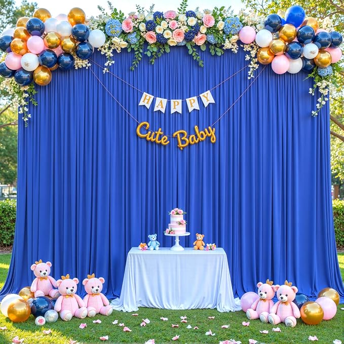 10x10 Royal Blue Backdrop Curtain for Parties Wrinkle Free Blue Photo Curtains Backdrop Drapes Fabric Decoration for Wedding Birthday Party Baby Shower 5ft x 10ft,2 Panels - Image 3