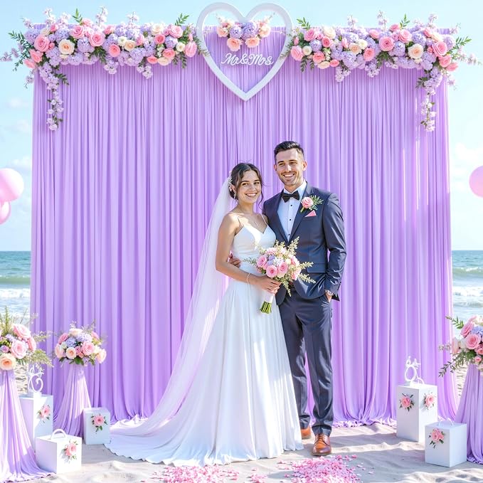 8 Panels Lavender Backdrop Curtain for Parties Wedding Wrinkle Free Light Purple Photo Curtains Backdrop Drapes Fabric Decoration for Baby Shower Photoshoot 40ft(W) x 10ft(H) - Image 8