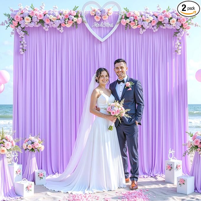 Lavender Backdrop Curtain for Parties Wedding Wrinkle Free Light Purple Photo Curtains Backdrop Drapes Fabric Decoration for Baby Shower Photoshoot 5ft x 7ft,2 Panels by Tao-GePartyDecorations