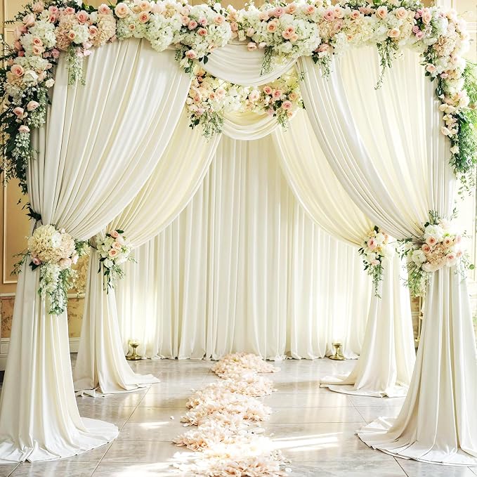 10 Panels Ivory Backdrop Curtains for Wedding Party Wrinkle Free Backdrops Curtain Drapes Fabric Decorations Photo Back Drop Cloth for Baby Shower Photography Stage Reception 50ft(W) x 12ft(H) - Image 9