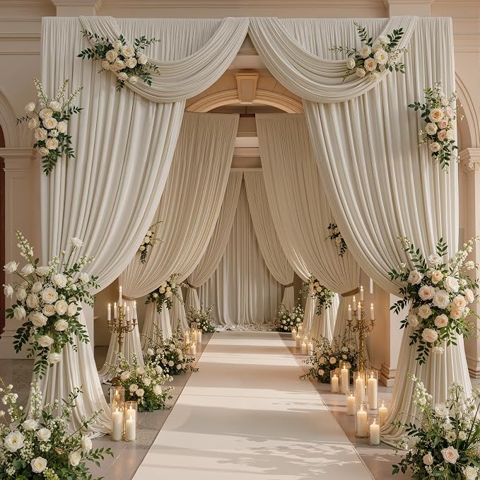 10x10ft Wrinkle Free Beige Backdrop Curtains for Parties, 2 Panels 5x10ft Silky Polyester Photo Backdrop Drapes Back Drop Cloth Drapery for Wedding Birthday Photography Background - Image 8