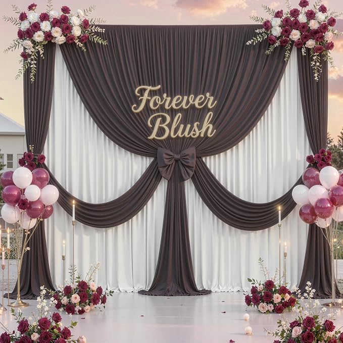 20 ft x 10 ft Wrinkle Free Brown Backdrop Curtain for Parties, Wedding Brown Photo Backdrop Drapes, Fabric 4 Panels 5ft x 10ft for Baby Shower Photoshoot Engagement Birthday Photography Background - Image 8