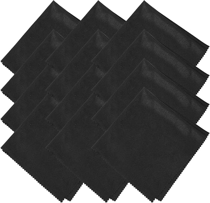 uxcell 12 Pcs Microfiber Cleaning Cloth for Glasses, 11.8 x 11.8 Inch Eyeglass Cleaning Cloth, Glasses Cleaner Wipes for Electronics Lenses Screens Cameras Cell Phones, Black by uxcell