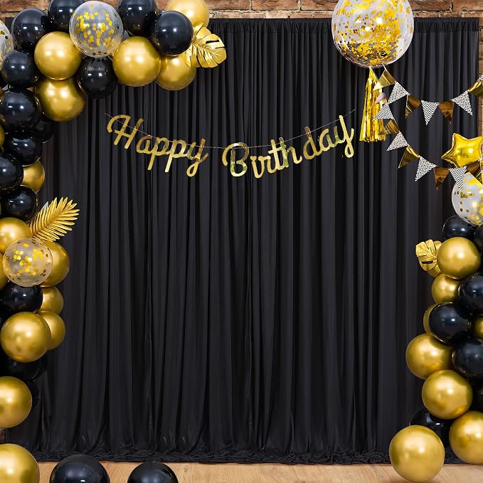Black Backdrop Curtain 2 Panels-Wrinkle-Free Black Curtains Polyester Photography Drapes for Wedding Birthday Party Photo Background Backdrop Stand- 8 X10FT - Image 6