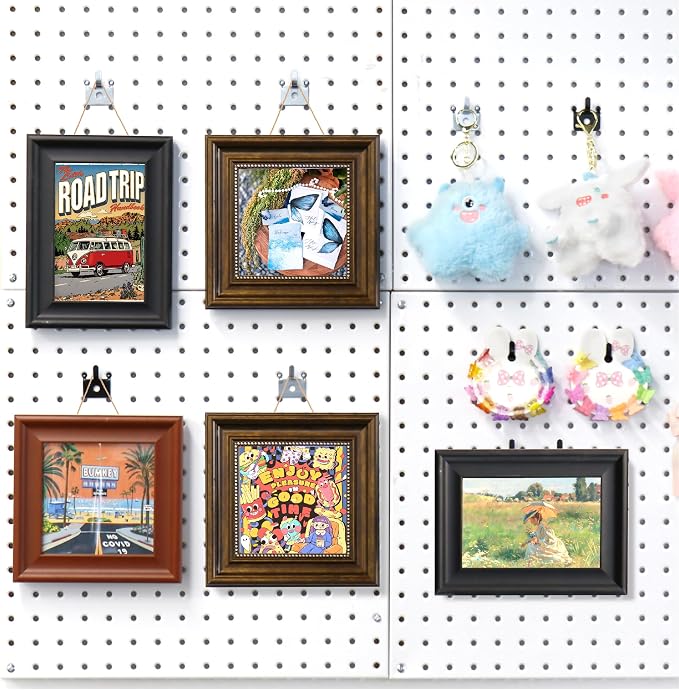 HUHOLE 50PC Black Pegboard Picture Hangers for 1/8 & 1/4 Inch Boards | U Shape Display Hooks with 10 lb Capacity for Pictures, Jewelry, Keys, Lanyards, Arts, Crafts and Retail - Image 4