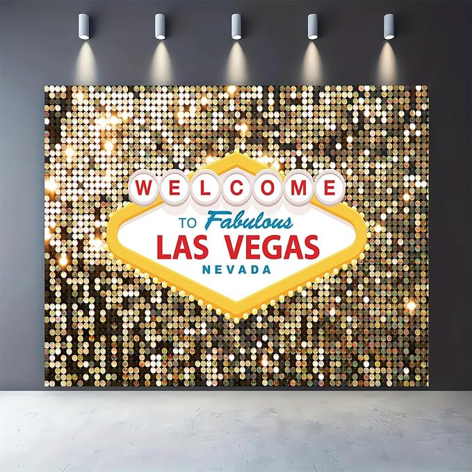 9x6FT Fabulous Casino Photo Backdrops Welcome to Las Vegas Party Poker Movie Themed Photography Background Vintage Costume Dress-up Baby Shower Banner Birthday Prom Ceremony Supplies Props Vinyl - Image 6