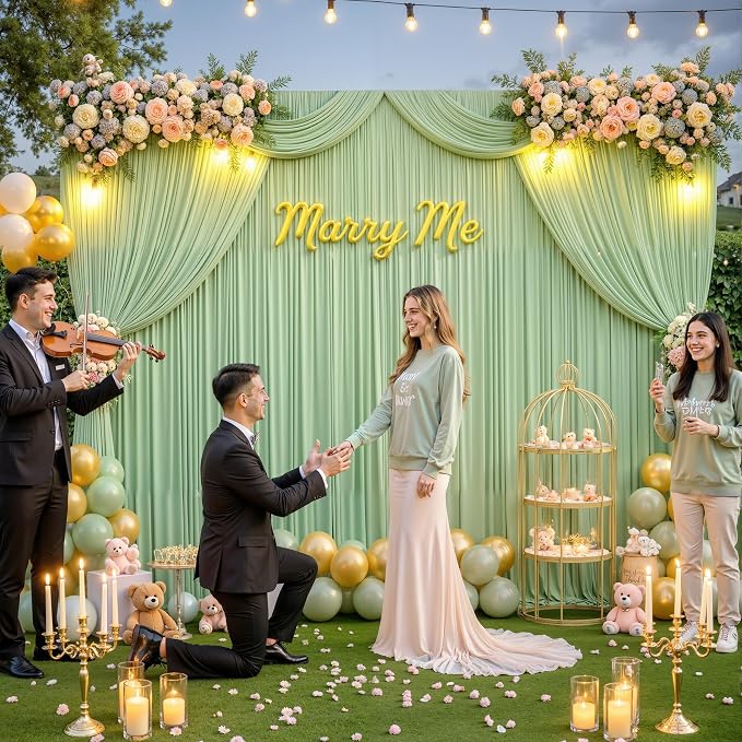 10x10 Sage Green Backdrop Curtain for Parties Wrinkle Free Dark Green Photo Curtains Backdrop Drapes Fabric Decoration for Baby Shower Birthday Party Photography 5ft x 10ft,2 Panels - Image 9