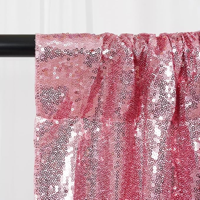 SquarePie 8x8ft Fuchsia Pink Sequin Backdrop, High Density Non-Transparent Glitter Curtain for Photography, Birthday, Wedding Party Decorations, Thick Solid Background with 4" Rod Pocket, 1 Panel - Image 9