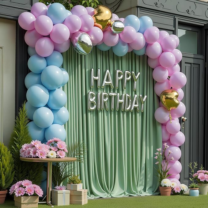 Sage Green Backdrop Curtain for Parties Backdrop Drapes 10x8FT | Wrinkle Free Polyester Curtain Backdrop Draping Fabric for Backdrop Photoshoot Birthday Party Background,2 Panel 5x8FT - Image 6