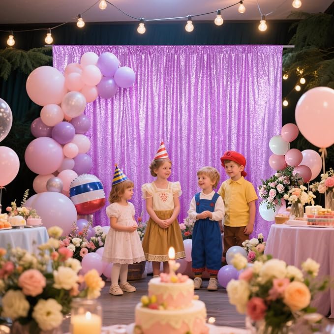 SquarePie 10x10ft Lavender Sequin Backdrop, High Density Non-Transparent Glitter Curtain for Photography, Birthday, Wedding Party Decorations, Thick Solid Background with 4" Rod Pocket, 1 Panel - Image 7