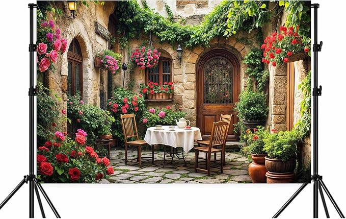 15X10ft Italian Theme Backdrop Italy Town Street Backdrop for Photography, Europe Village Town Landscape Photography Background Garden Tea Party Barnner Photo Studio Props, Color-1 - Image 6