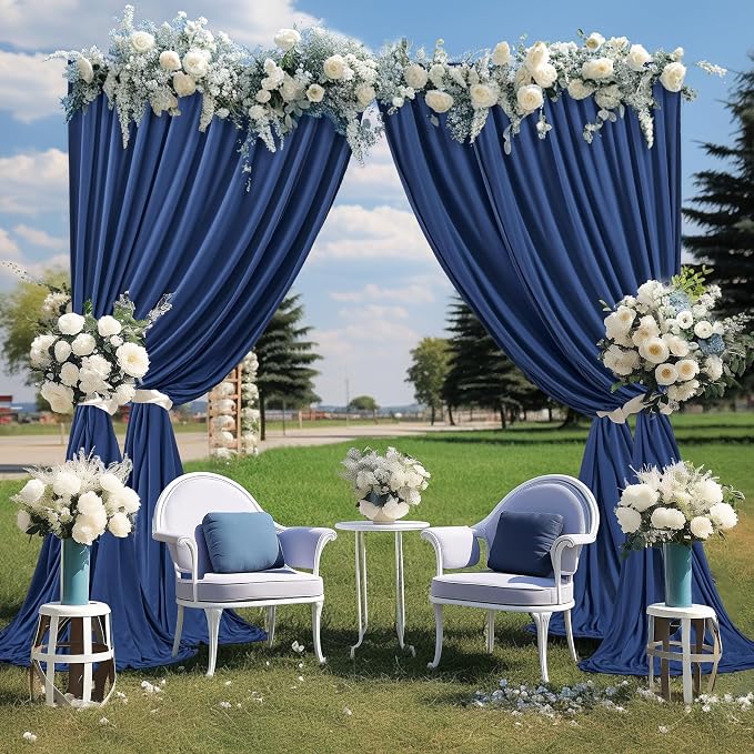 Navy Blue Backdrop Curtains - Wrinkle-Free Polyester Photography Drapes for Wedding, Baby Shower, Birthday, Graduation Party Decorations - 32 X 10FT - Image 8