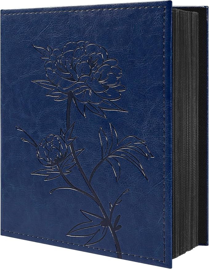 Vienrose 4x6 Photo Album Holds 200 Photos Vegan Leather Cover | Horizontal pockets, Dark Blue, Large capacity, Family Wedding Baby Travel, Anniversary by Vienrose