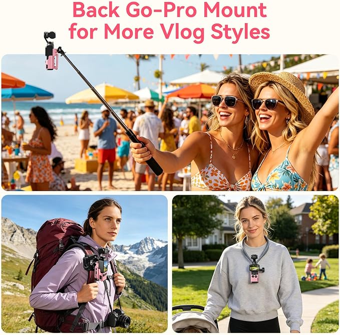 AMAZEAR Magnetic Mount Stand Compatible with DJI Osmo Pocket 4P/4/3/Xtra Muse, Pocket4 Accessories Adapter Clamp Magnet Suction Case Holder on Desktop/Vertical Surface, 180° Adjustable Handle, Pink - Image 5