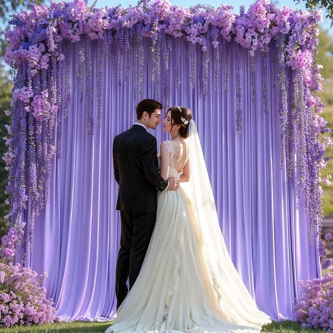 Lavender Backdrop Curtains - 6 Panel Wrinkle-Free Polyester Photography Drapes for Baby Shower & Birthday Party - 24 X 10FT - Image 5
