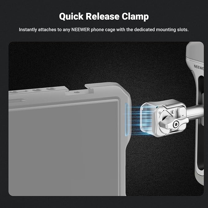 NEEWER Quick Release Side Handle with Anti Off Cold Shoe, 360° Rotation, Nonslip Grip, Compatible with iPhone 17 Pro Max 16 S25 Ultra Phone Cage Accessories, PA148 (Silver) - Image 3