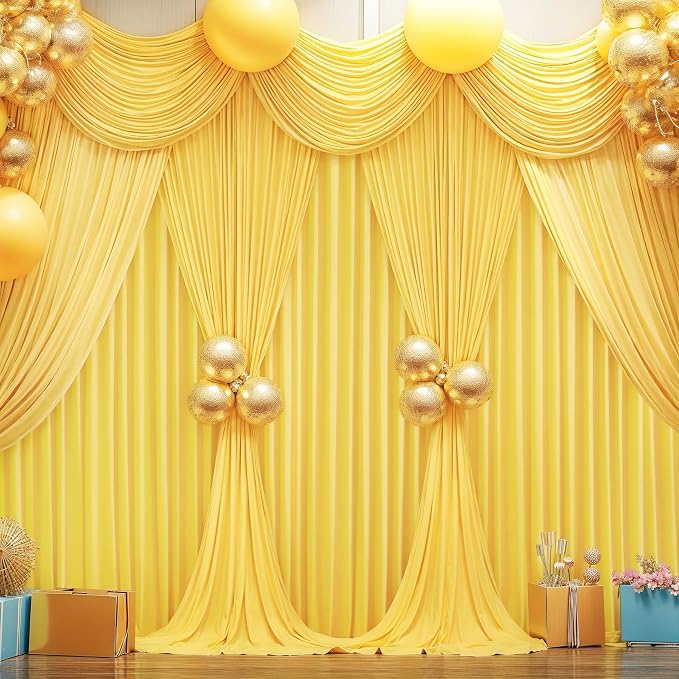 Yellow Backdrop Curtains-Wrinkle-Free Polyester Photography Drapes Party Curtain Background for Baby Shower Wedding Decorations- 40 X10FT - Image 2