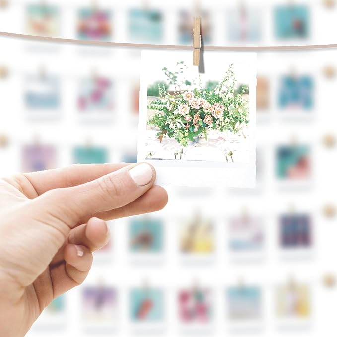 Hanging Photo Display Room Wall Decor - Sculptural Picture Frames Collage - 5 Strings with 30 Clips - 3M Self Adhesive Hooks - No Holes Drilling - 30 x 30 inch - Image 6