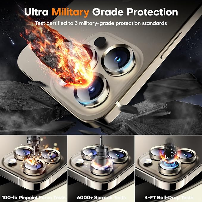 Camera Lens Protector for iPhone 16 Pro Max/16 Pro- Natural | 9H Tempered Glass, Metal Individual Camera Cover, Accessories, Anti-drop, Case Friendly, HD Clear, Anti-Scratch - Image 4