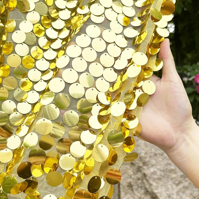 9FTx10FT Gold Sequin Backdrop Large for Party Decor, 1 Panel | Glitter Sparkle, Photography Props for Christmas Party Wedding Birthday Wall Decor - Image 4