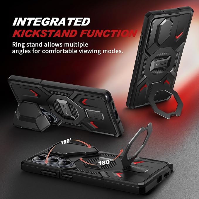 TONGATE Magnetic Stand for Samsung Galaxy S26 Ultra Case, Compatible with Magsafe, [Camera Cover & 2 Front Frames][Military Drop Protection] S26 Ultra Case Built-in Screen Protector & Belt Clip, Black - Image 6