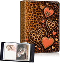 DEGDFSGR 5x7 Small Photo Album, 60 Pockets Holds 120 Photos | Slip-in pockets, black elastic band, portable for family, wedding, baby, travel photos, Leopard Print Pink Hearts by Unknown