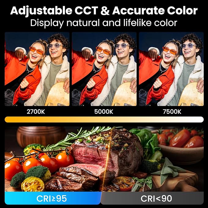 RGB Video Light, 135 LED Portable Camera Light, 360° Full Color Photography Lighting, 2700-7500K CRI 95+, 13 Light Modes for Phone, DSLR Video Recording, Vlog, YouTube Game Live Streaming - Image 5