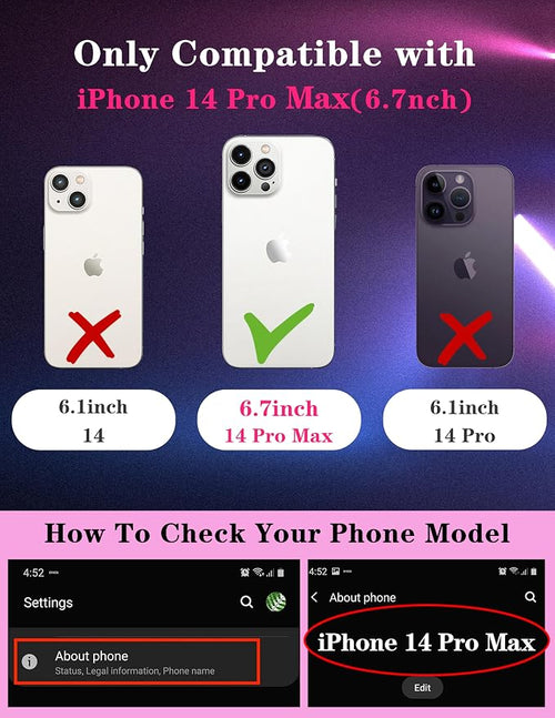 (2in1 for iPhone 14 Pro Max Case Sun and Moon Stars for Women Cute Space Phone Cover with Slide Camera Cover Protective Fashion Golden Print Design Black Cases for 14 ProMax 6.7'' - Image 2