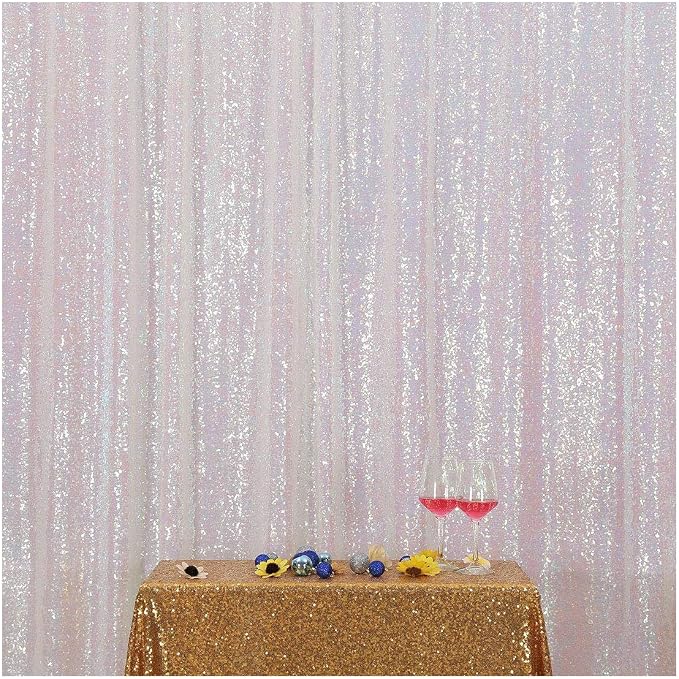 Poise3EHome 5FT x 7FT Iridescent Sequin Photography Backdrop Curtain for Party Decoration by Poise3EHome