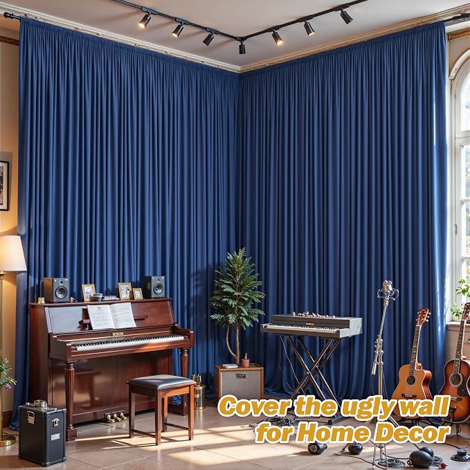 16ftx10ft Wrinkle Free Navy Blue Backdrop Curtain - 10 Feet Photography Backdrop Drapes, Silky Polyester Back Drop Cloth for Wedding Baby Shower Balloon Arch Background - Image 4