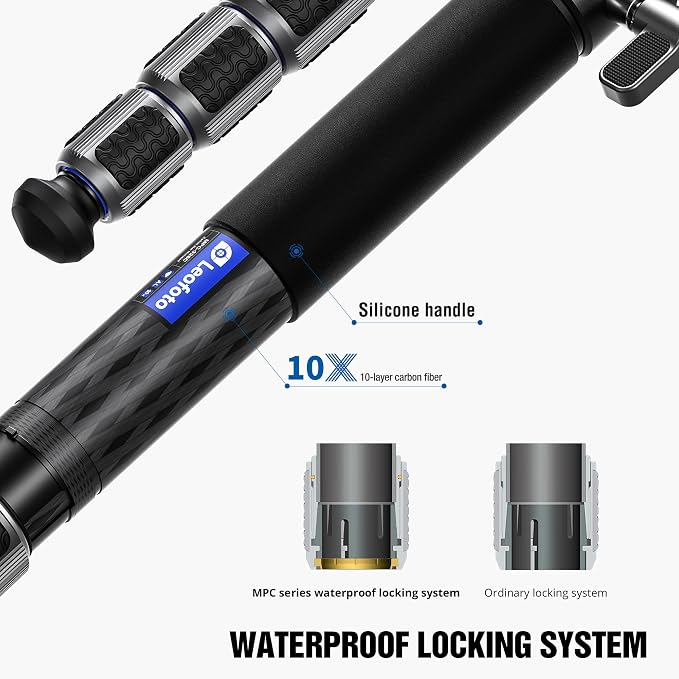 LEOFOTO Carbon Fiber Camera Monopod Waterproof Lock Maxload 40kg MPC-366C - Image 4
