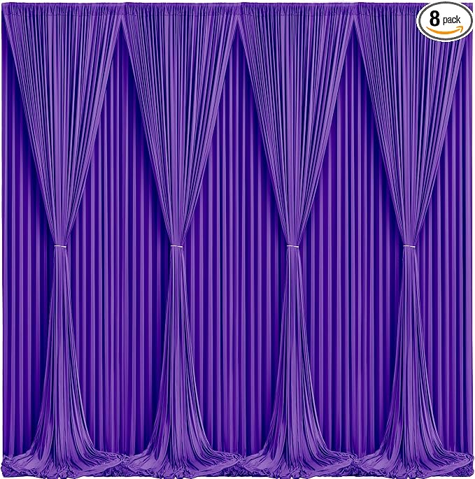 Purple Backdrop Curtains - 8 Panel Wrinkle-Free Polyester Photography Drapes for Baby Shower & Birthday Party - 32 x 10FT by WishCare