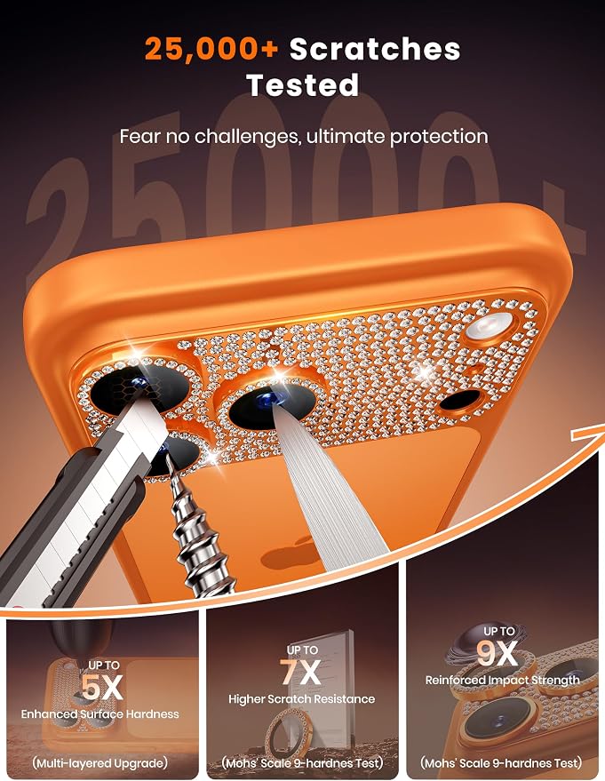 Hoerrye for iPhone 17 Pro Max Camera Lens Protector - Bling Diamond | Military Grade Protection, Keep Lens Original Design, 9H Tempered Glass Camera Cover Screen Protector - Image 6