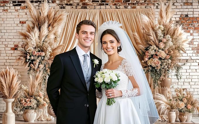15X10ft Boho Floral Wedding Backdrop Wall Background Photography Beige Vintage Flowers Backdrops for Parties Wedding, Girls Birthday Princess Weeding Bridal Shower Floral Anniversary Ceremony Decor - Image 3
