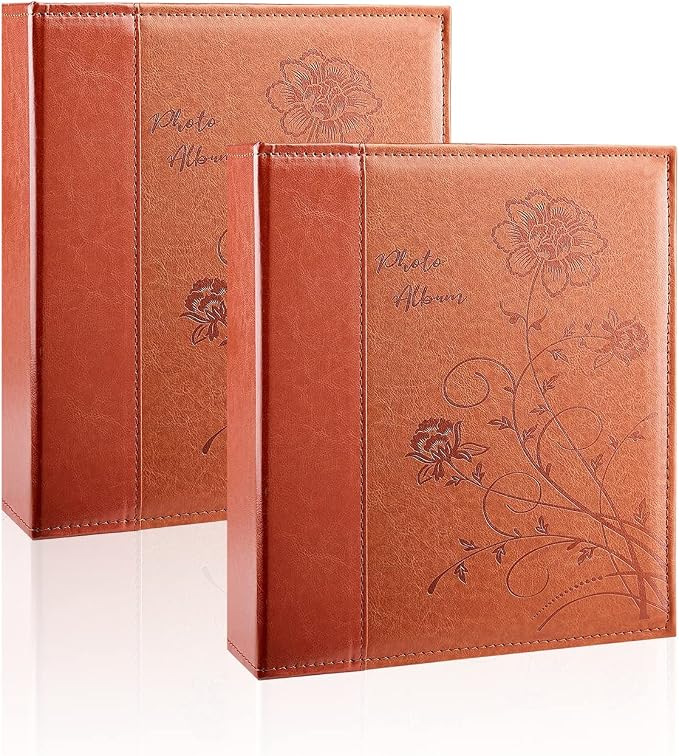 Artmag Photo Album 5x7 2 Packs Clear Pages Pockets Leather Cover Slip Slide in Photo Album Book Each Holds 50 Vertical 5x7 Photos Picture Book for Wedding Family (Brown) by Artmag