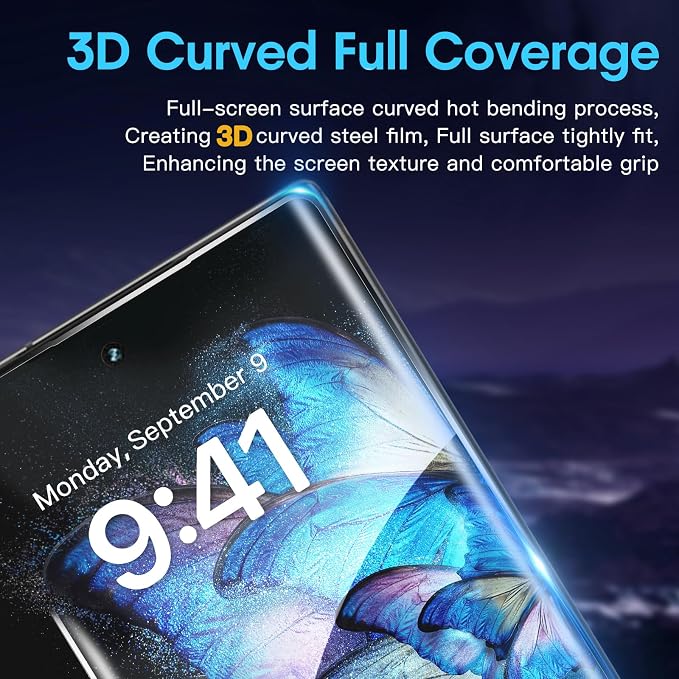 Didisky 2 Pack Screen Protector for Samsung Galaxy Note 10 Tempered Glass, 3D Curved Full Coverage,Bubble Free, Anti Scratch,Easy to Install,HD Clear,9H Hardness - Image 4