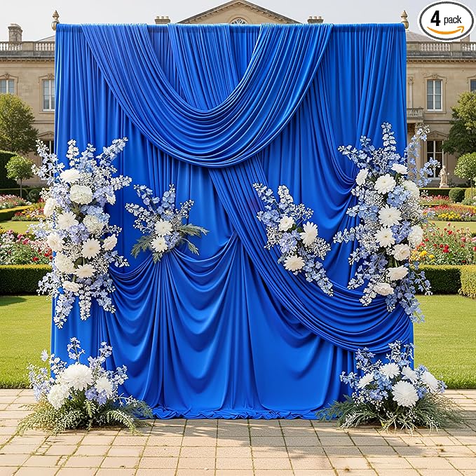 20ftx10ft Wrinkle Free Royal Blue Backdrop Curtains for Parties, 4 Panels Silky Polyester Photo Backdrop Drapes Back Drop Cloth for Wedding Birthday Photography Background by CO-AVE