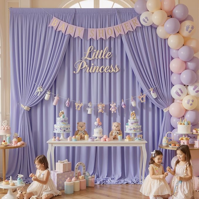 20ft x 10ft Wrinkle Free Lavender Backdrop Curtains for Parties, Polyester Light Purple Photo Backdrop Drapes for Wedding Photography Birthday Party Background Baby Shower - Image 7