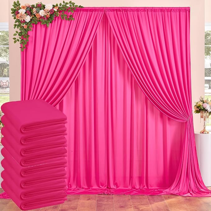 40ftx10ft Wrinkle Free Fuchsia Backdrop Curtains for Parties, Thick Polyester Hot Pink Photo Backdrop Drapes 8 Panels 5x10ft for Weddings Birthday Photography Background Curtains by ENJOYYOURPARTY