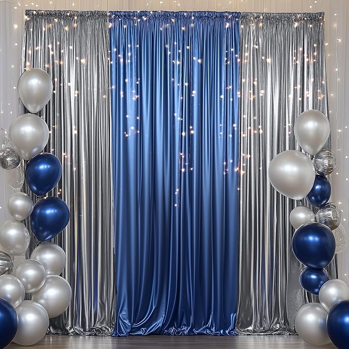 Outpain Thick 10 ft x 10 ft Black Silver Sequin Backdrop Curtain for Parties, Wrinkle Free Glitter Photo Backdrop Drapes 2 Panels 5x10ft Black Silver Back Drop Cloth for Wedding Photography Background - Image 5