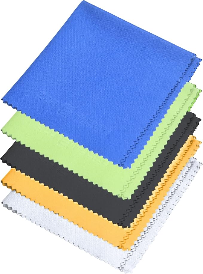Eco-Fused Microfiber Cleaning Cloth - 8 x 8 Inch Microfiber Cloth - Pack of 5 Lens Cleaning Wipes - Cleaning Cloth for Glasses, Eyeglasses, Camera Lens & Phones by Eco-Fused