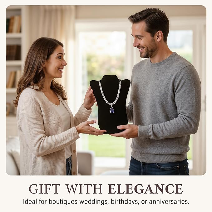 RJ Displays Jewelry Display for Vendors, Black Velvet Necklace Display Stand Holder, Jewelry Stand Necklace Holder for Vendors. Jewelry Display Stand 14” H. - Image 6