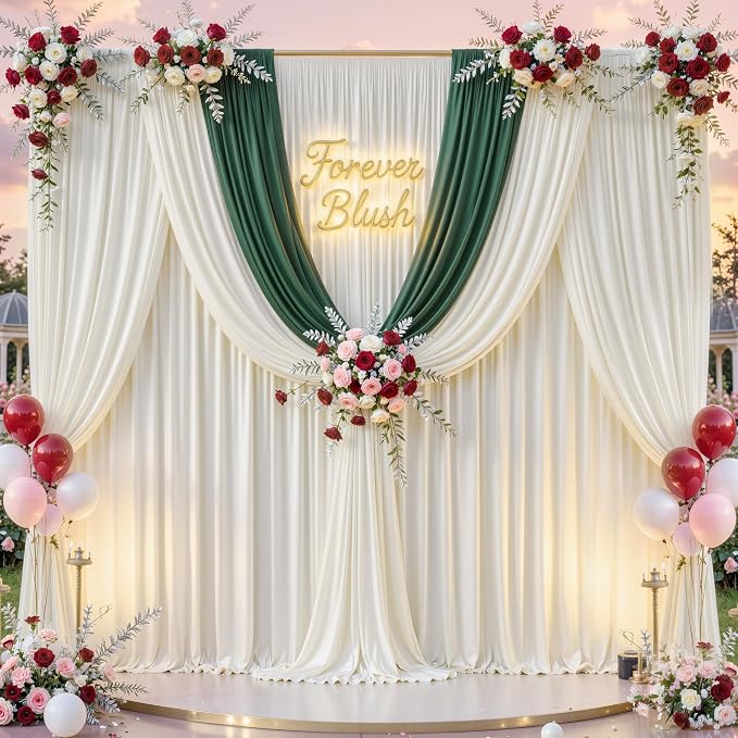 50 ft x 10 ft Wrinkle Free Ivory Backdrop Curtain for Wedding Parties, Fabric Ivory Photo Backdrop Drapes 10 Panels 5x10ft for Baby Shower Photoshoot Engagement Birthday Party Photography Background - Image 8